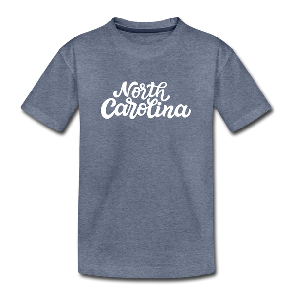 North Carolina Toddler T-Shirt - Hand Lettered North Carolina Toddler Tee - heather blue