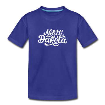North Dakota Toddler T-Shirt - Hand Lettered North Dakota Toddler Tee - royal blue