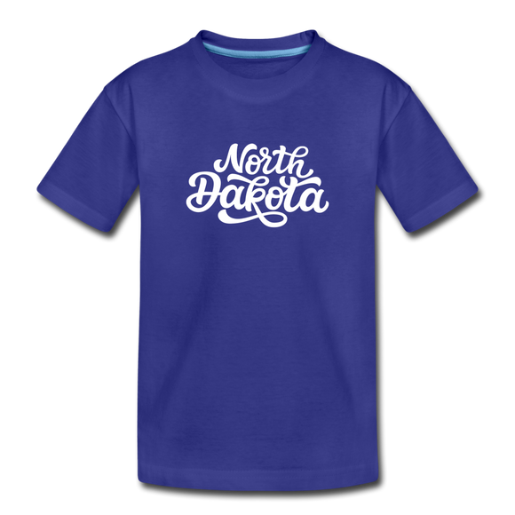 North Dakota Toddler T-Shirt - Hand Lettered North Dakota Toddler Tee - royal blue