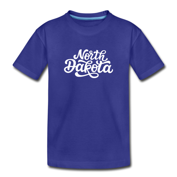 North Dakota Toddler T-Shirt - Hand Lettered North Dakota Toddler Tee - royal blue