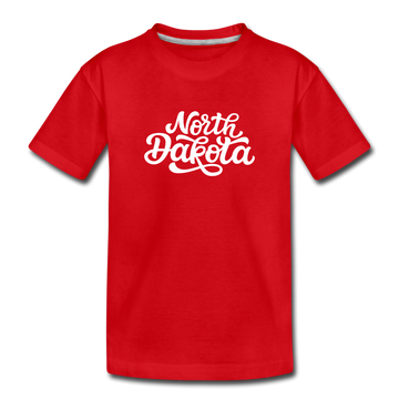 North Dakota Toddler T-Shirt - Hand Lettered North Dakota Toddler Tee - red