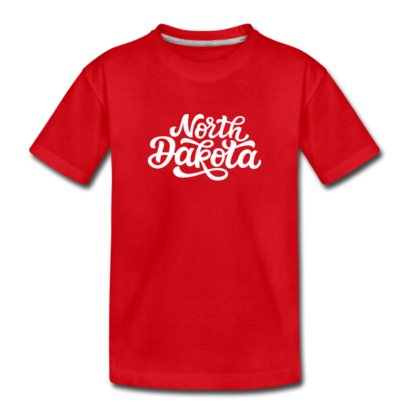 North Dakota Toddler T-Shirt - Hand Lettered North Dakota Toddler Tee - red