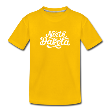 North Dakota Toddler T-Shirt - Hand Lettered North Dakota Toddler Tee - sun yellow