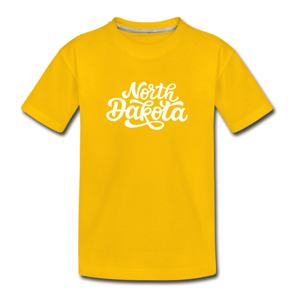 North Dakota Toddler T-Shirt - Hand Lettered North Dakota Toddler Tee - sun yellow