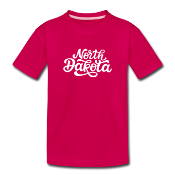 North Dakota Toddler T-Shirt - Hand Lettered North Dakota Toddler Tee - dark pink