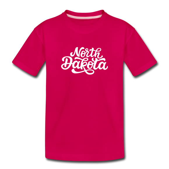North Dakota Toddler T-Shirt - Hand Lettered North Dakota Toddler Tee - dark pink
