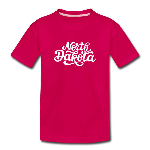 North Dakota Toddler T-Shirt - Hand Lettered North Dakota Toddler Tee - dark pink
