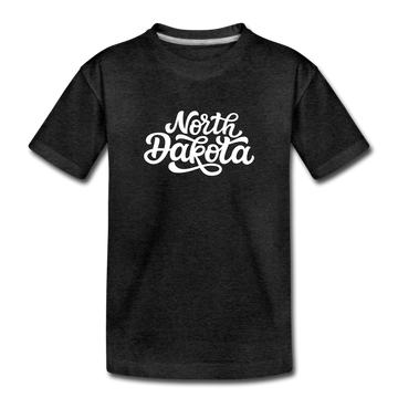 North Dakota Toddler T-Shirt - Hand Lettered North Dakota Toddler Tee - charcoal gray