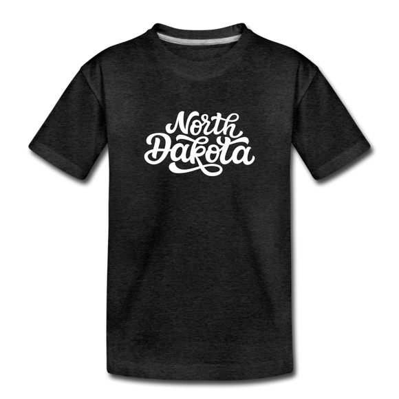 North Dakota Toddler T-Shirt - Hand Lettered North Dakota Toddler Tee - charcoal gray