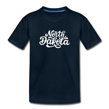 North Dakota Toddler T-Shirt - Hand Lettered North Dakota Toddler Tee - deep navy