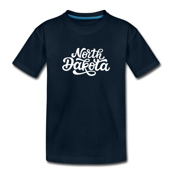 North Dakota Toddler T-Shirt - Hand Lettered North Dakota Toddler Tee - deep navy