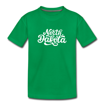 North Dakota Toddler T-Shirt - Hand Lettered North Dakota Toddler Tee - kelly green