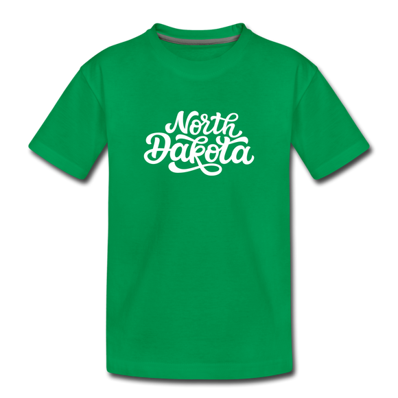 North Dakota Toddler T-Shirt - Hand Lettered North Dakota Toddler Tee - kelly green