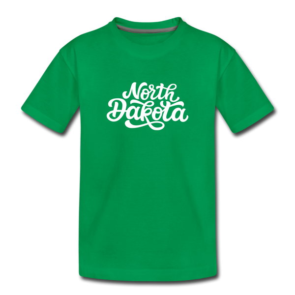 North Dakota Toddler T-Shirt - Hand Lettered North Dakota Toddler Tee - kelly green