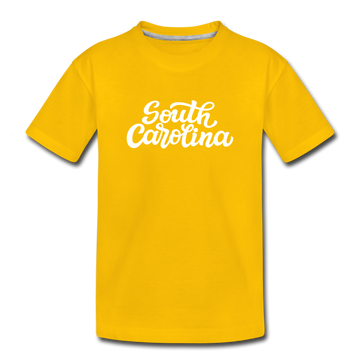 South Carolina Toddler T-Shirt - Hand Lettered South Carolina Toddler Tee - sun yellow