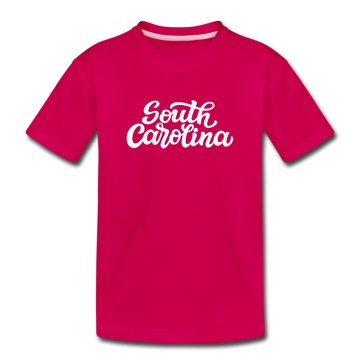 South Carolina Toddler T-Shirt - Hand Lettered South Carolina Toddler Tee - dark pink