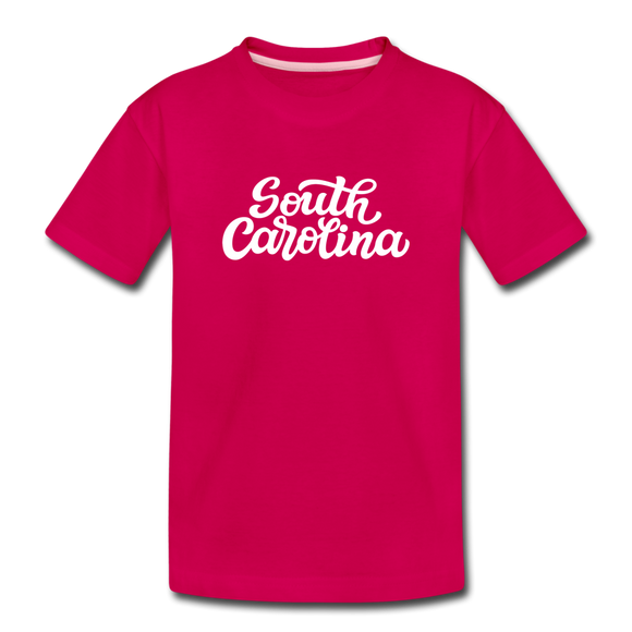 South Carolina Toddler T-Shirt - Hand Lettered South Carolina Toddler Tee - dark pink