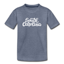 South Carolina Toddler T-Shirt - Hand Lettered South Carolina Toddler Tee - heather blue