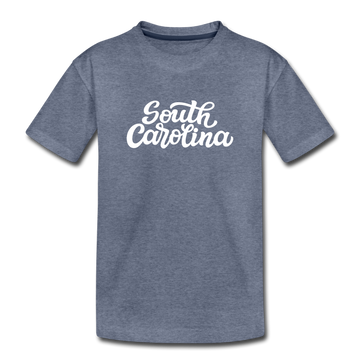 South Carolina Toddler T-Shirt - Hand Lettered South Carolina Toddler Tee - heather blue