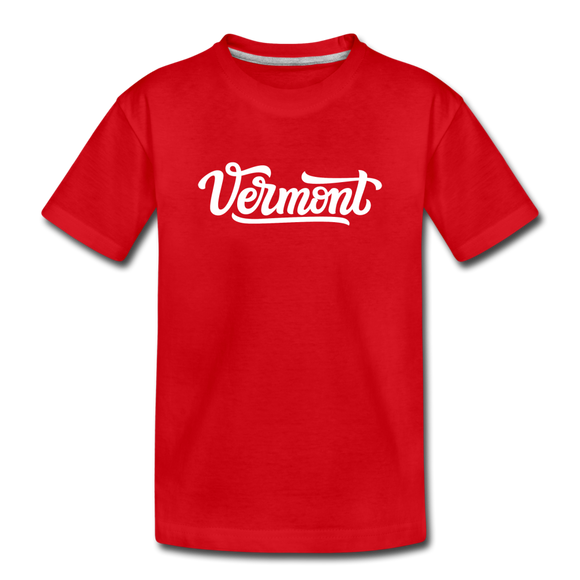 Vermont Toddler T-Shirt - Hand Lettered Vermont Toddler Tee - red