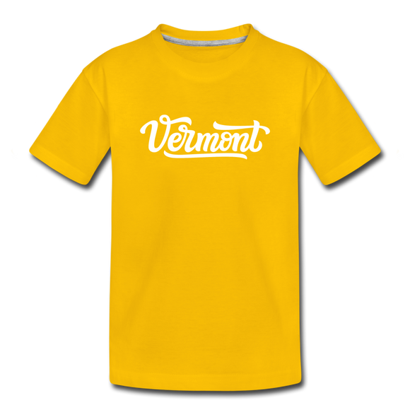 Vermont Toddler T-Shirt - Hand Lettered Vermont Toddler Tee - sun yellow