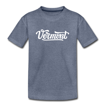 Vermont Toddler T-Shirt - Hand Lettered Vermont Toddler Tee - heather blue