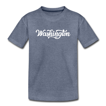 Washington Toddler T-Shirt - Hand Lettered Washington Toddler Tee - heather blue