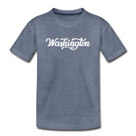 Washington Toddler T-Shirt - Hand Lettered Washington Toddler Tee - heather blue