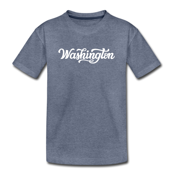 Washington Toddler T-Shirt - Hand Lettered Washington Toddler Tee - heather blue