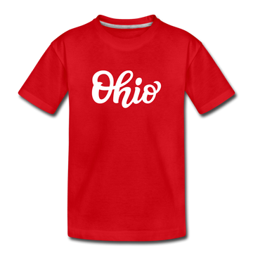 Ohio Toddler T-Shirt - Hand Lettered Ohio Toddler Tee - red