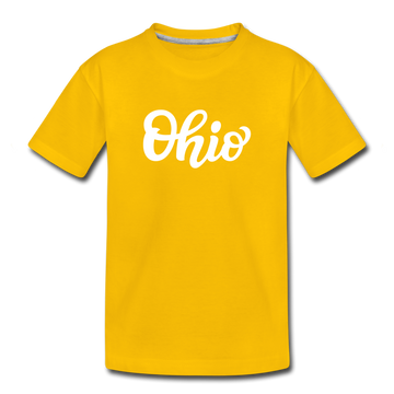 Ohio Toddler T-Shirt - Hand Lettered Ohio Toddler Tee - sun yellow