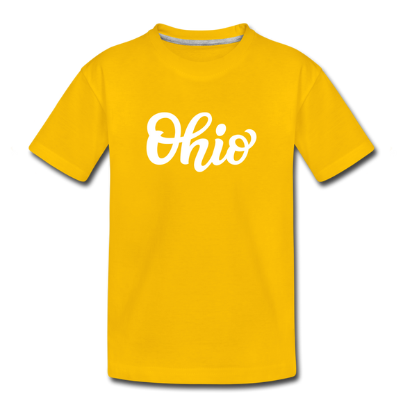 Ohio Toddler T-Shirt - Hand Lettered Ohio Toddler Tee - sun yellow