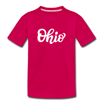 Ohio Toddler T-Shirt - Hand Lettered Ohio Toddler Tee - dark pink