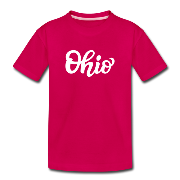 Ohio Toddler T-Shirt - Hand Lettered Ohio Toddler Tee - dark pink