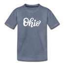 Ohio Toddler T-Shirt - Hand Lettered Ohio Toddler Tee - heather blue