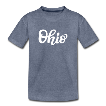 Ohio Toddler T-Shirt - Hand Lettered Ohio Toddler Tee - heather blue