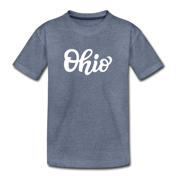 Ohio Toddler T-Shirt - Hand Lettered Ohio Toddler Tee - heather blue