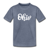 Ohio Toddler T-Shirt - Hand Lettered Ohio Toddler Tee - heather blue