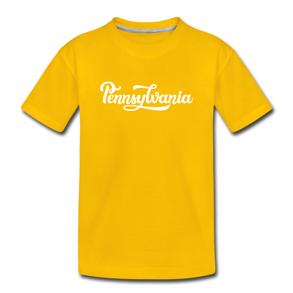 Pennsylvania Toddler T-Shirt - Hand Lettered Pennsylvania Toddler Tee - sun yellow