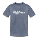Pennsylvania Toddler T-Shirt - Hand Lettered Pennsylvania Toddler Tee - heather blue