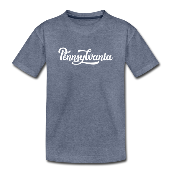 Pennsylvania Toddler T-Shirt - Hand Lettered Pennsylvania Toddler Tee - heather blue