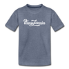 Pennsylvania Toddler T-Shirt - Hand Lettered Pennsylvania Toddler Tee - heather blue