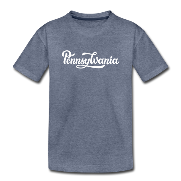 Pennsylvania Toddler T-Shirt - Hand Lettered Pennsylvania Toddler Tee - heather blue