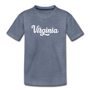 Virginia Toddler T-Shirt - Hand Lettered Virginia Toddler Tee - heather blue