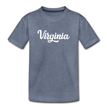 Virginia Toddler T-Shirt - Hand Lettered Virginia Toddler Tee - heather blue
