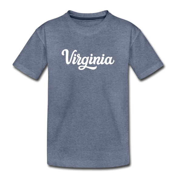 Virginia Toddler T-Shirt - Hand Lettered Virginia Toddler Tee - heather blue
