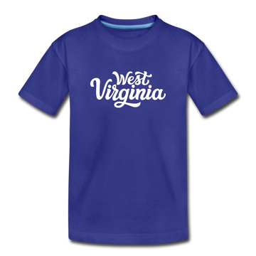 West Virginia Toddler T-Shirt - Hand Lettered West Virginia Toddler Tee - royal blue