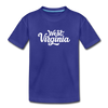 West Virginia Toddler T-Shirt - Hand Lettered West Virginia Toddler Tee - royal blue