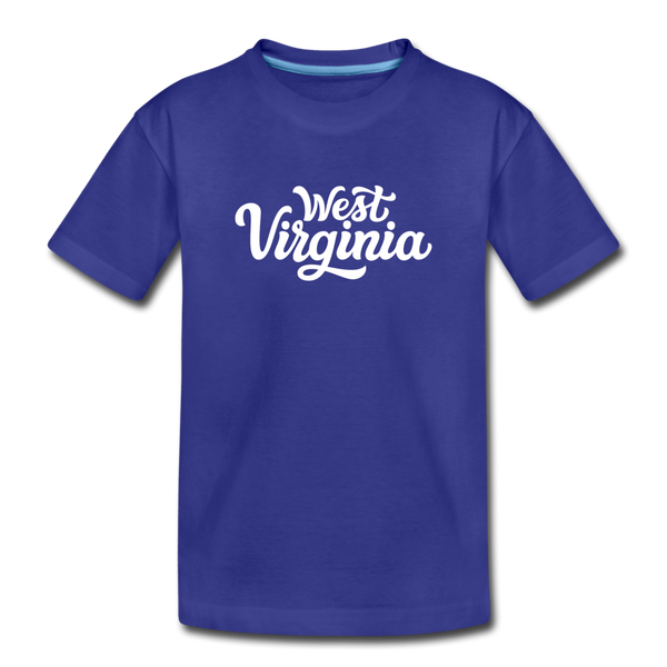 West Virginia Toddler T-Shirt - Hand Lettered West Virginia Toddler Tee - royal blue