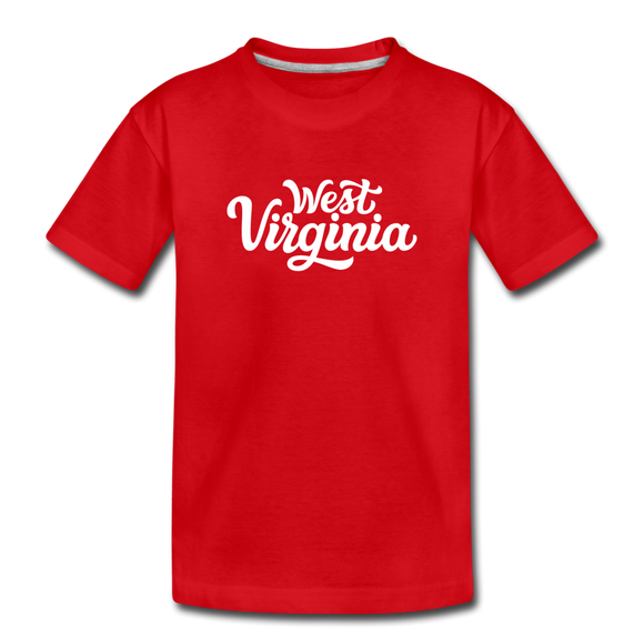 West Virginia Toddler T-Shirt - Hand Lettered West Virginia Toddler Tee - red